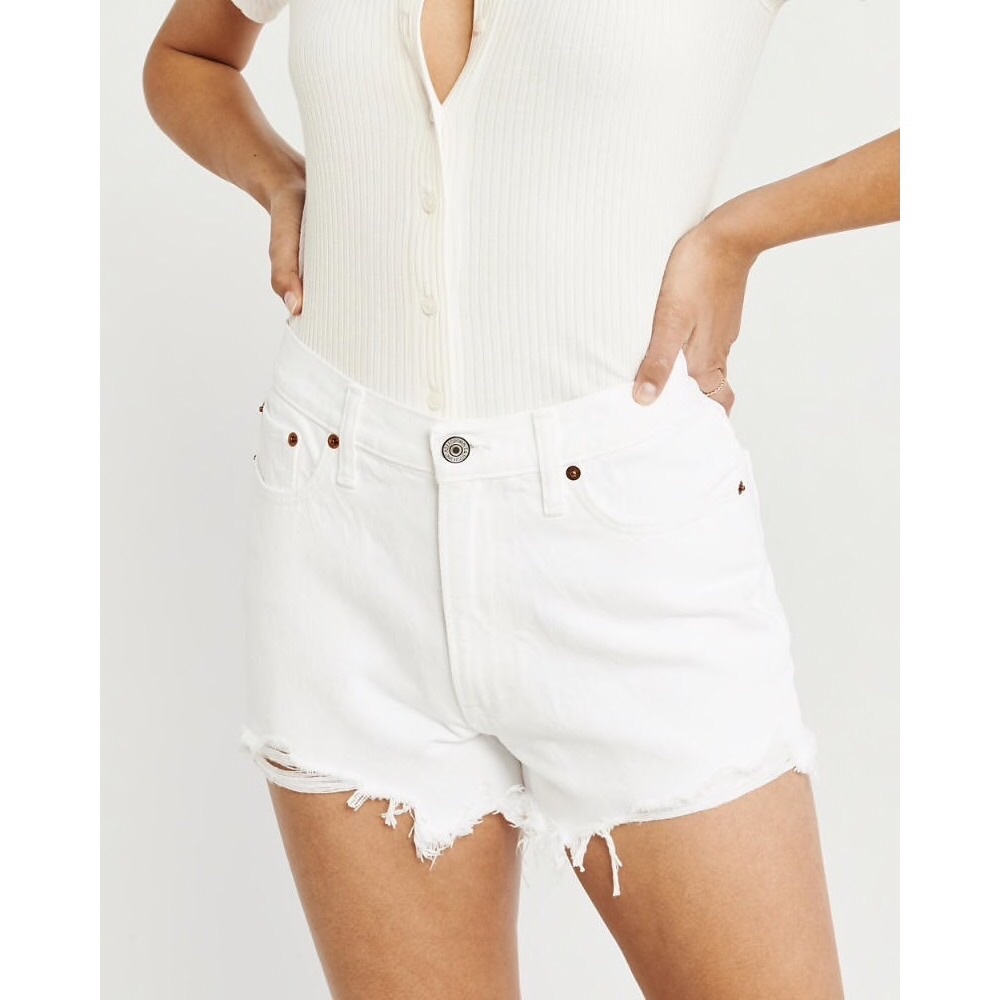Abercrombie & Fitch High Rise White Denim Short 26